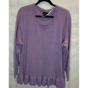 Lane Bryant 18/20 Lavender Purple Long Sleeve Pullover Sweater Ruffle Bottom